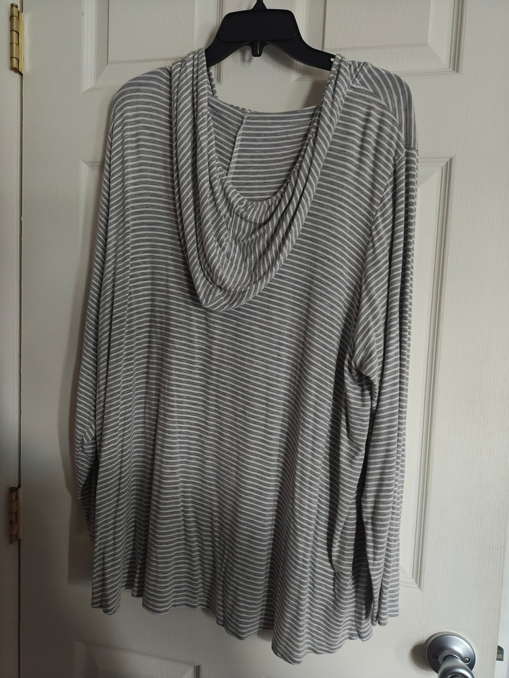 Grey Striped Hooded Women’s Sweater
